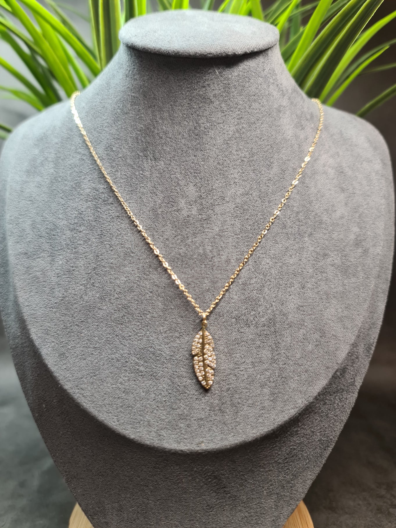 Diamante feather necklace image 0