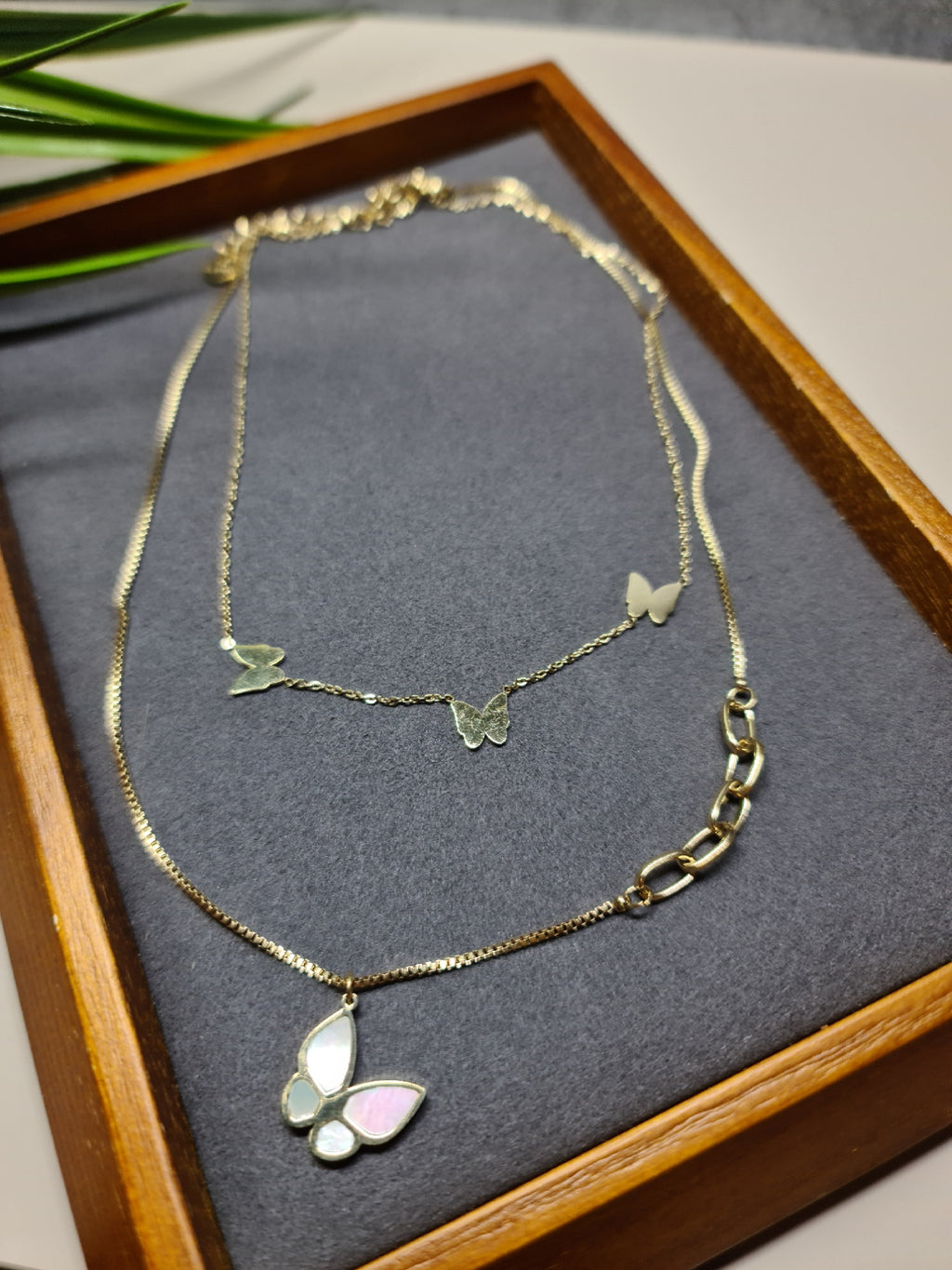 Double layer, butterflies necklace image 1