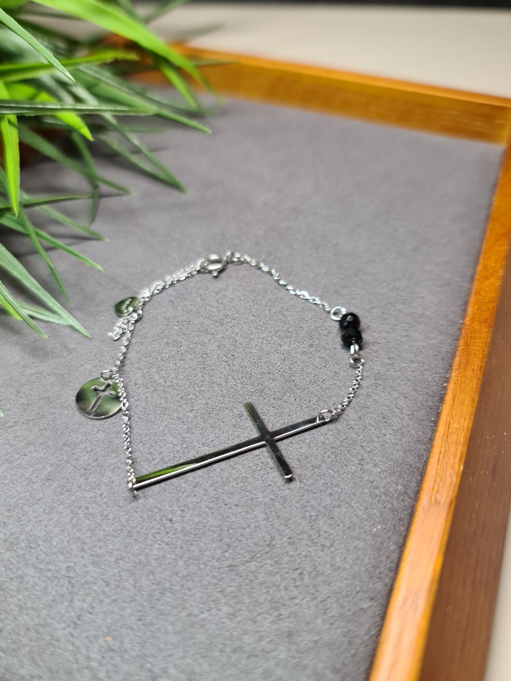 Cross, silver bracelet image 0