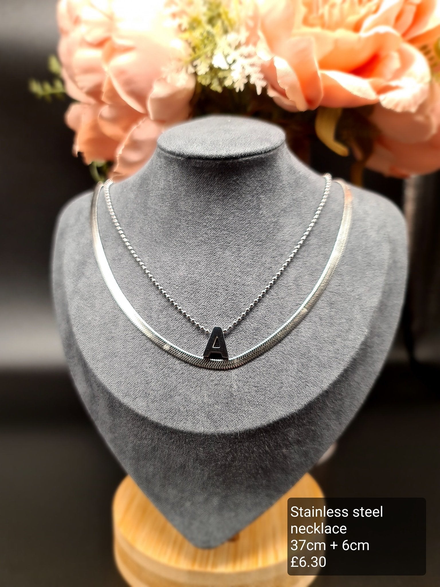 Double layer, silver, letter necklace image 0