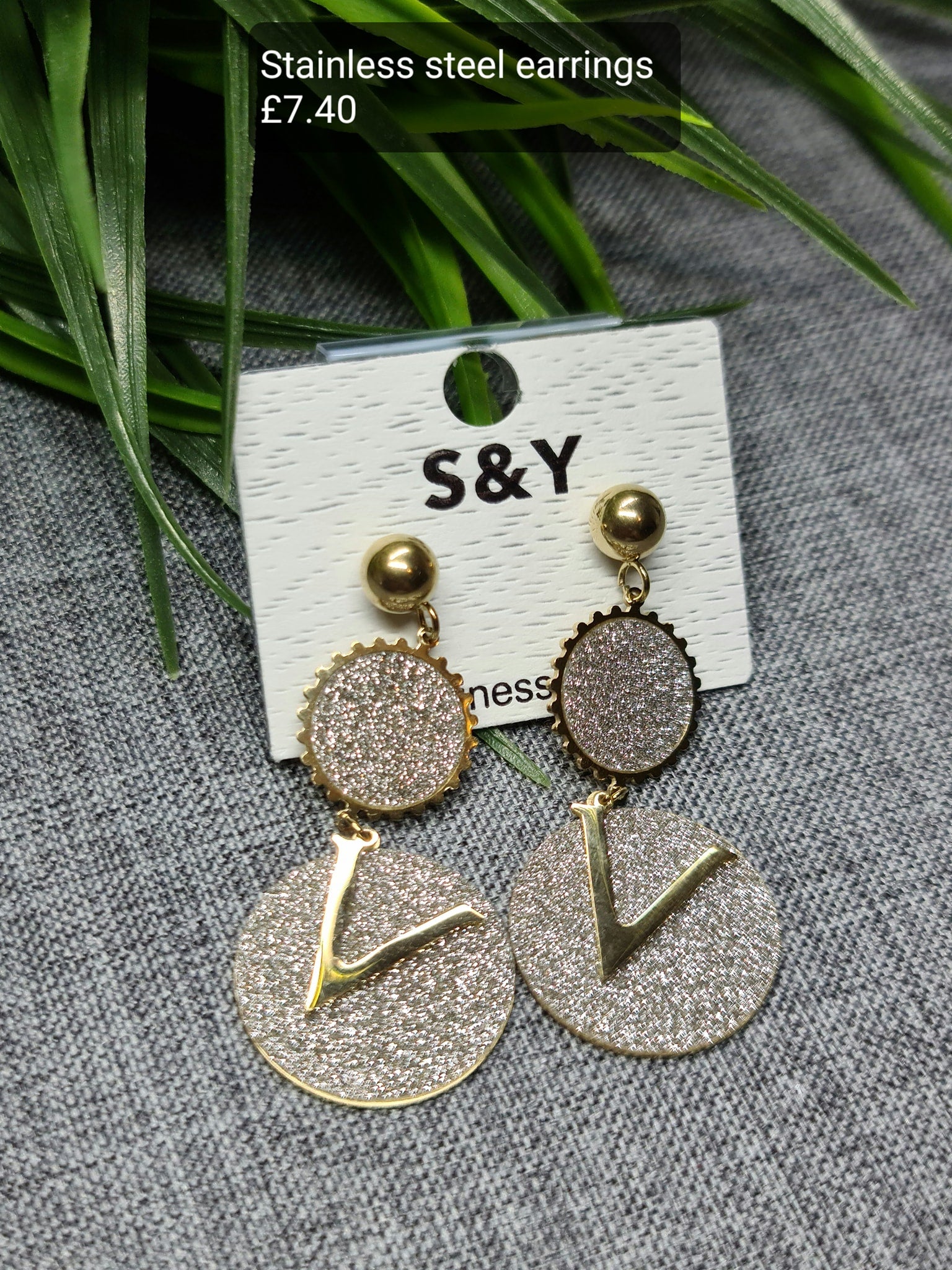 V letter earrings image 0