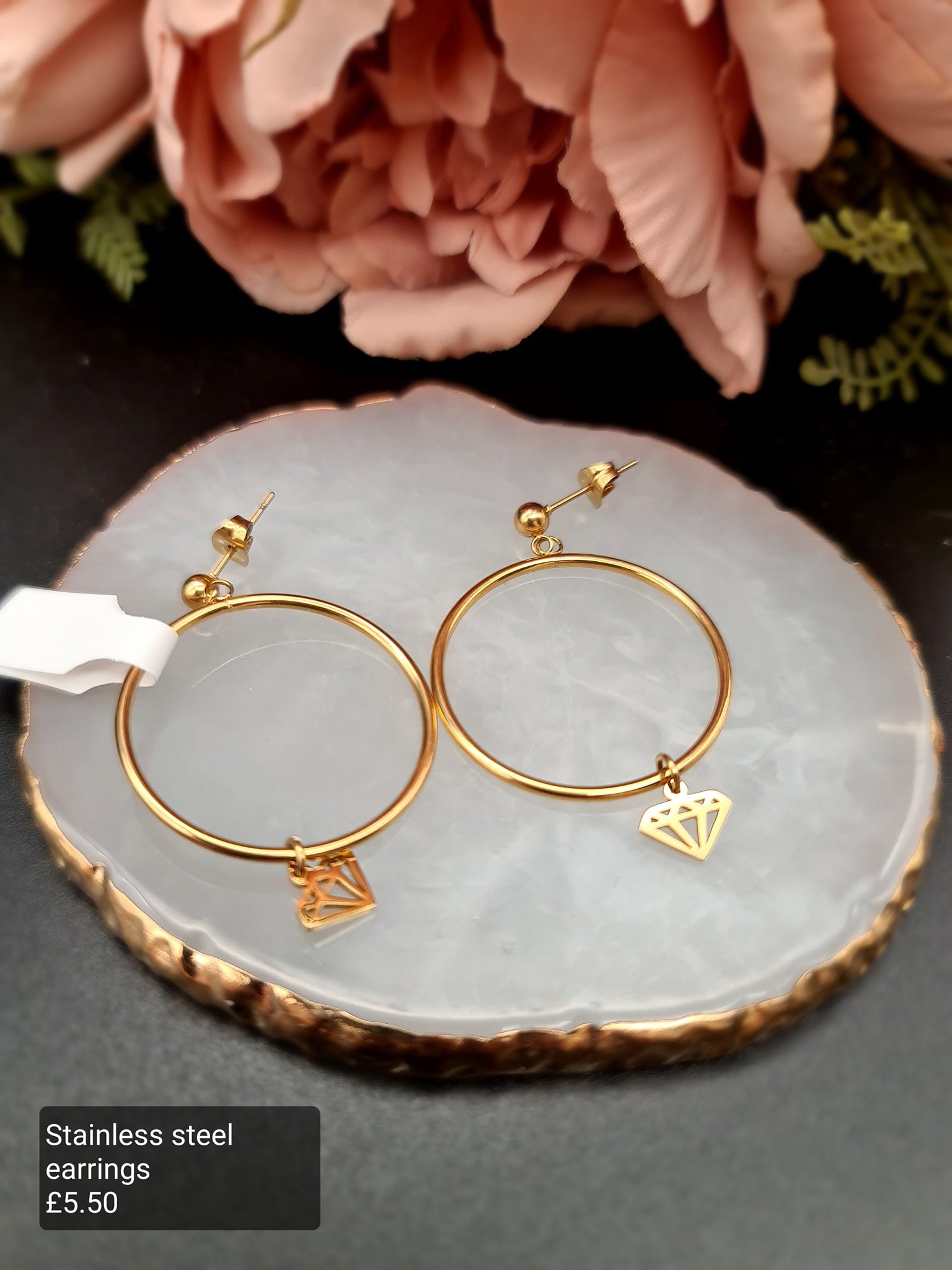 Diamond, hoop earrings image 0