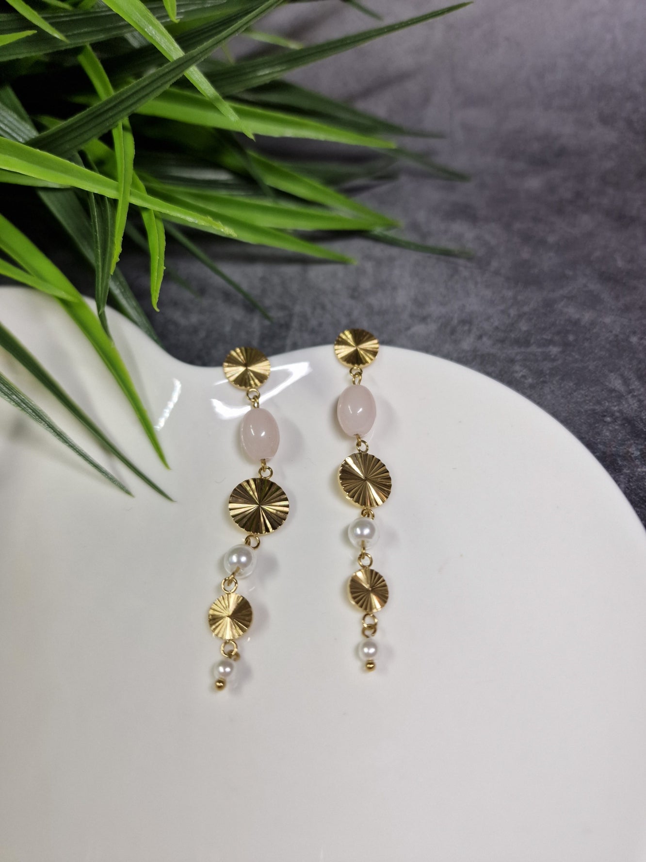 Elegant, pearl, stud drop earrings image 0