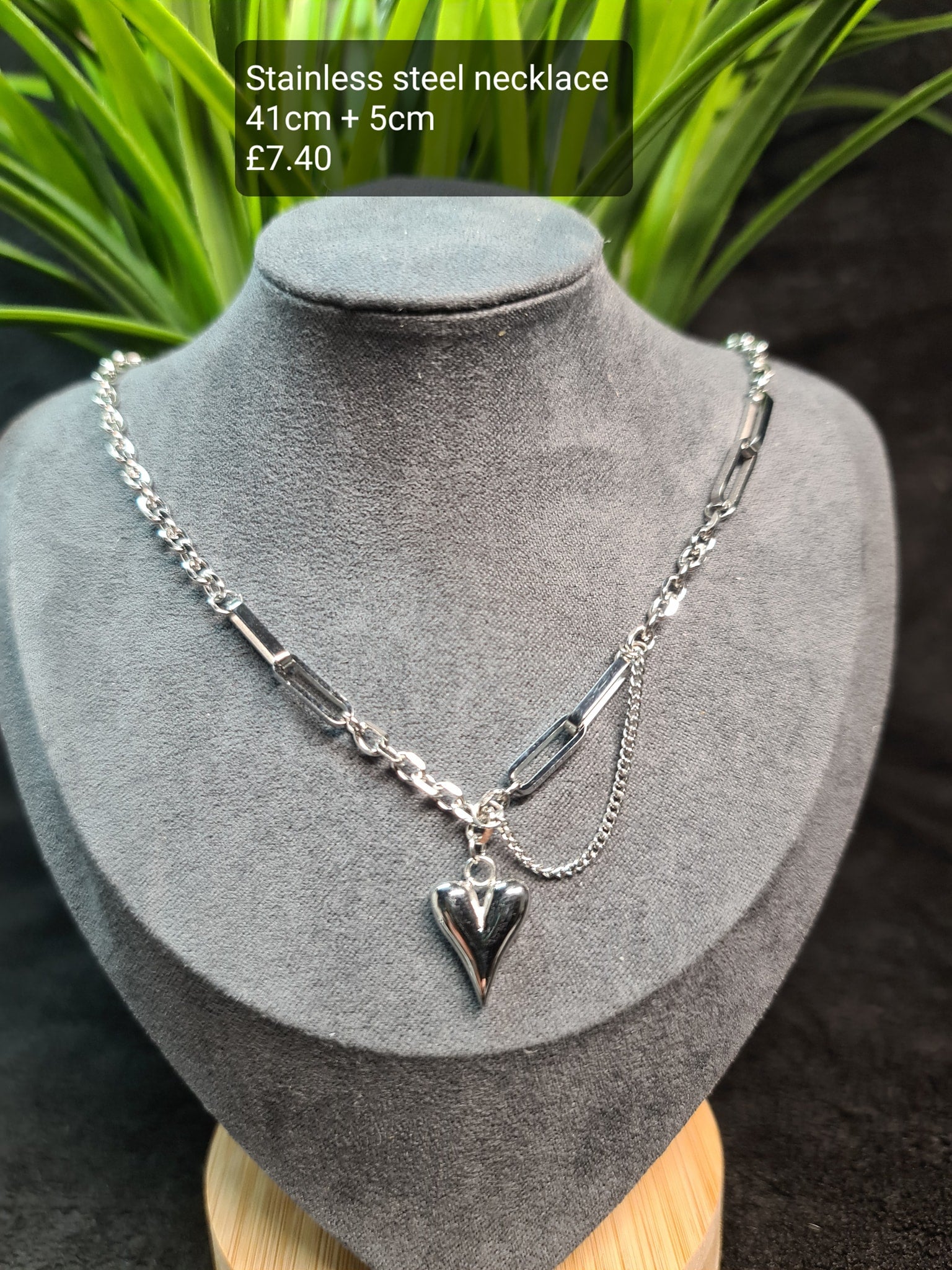 Heart, silver necklace image 0