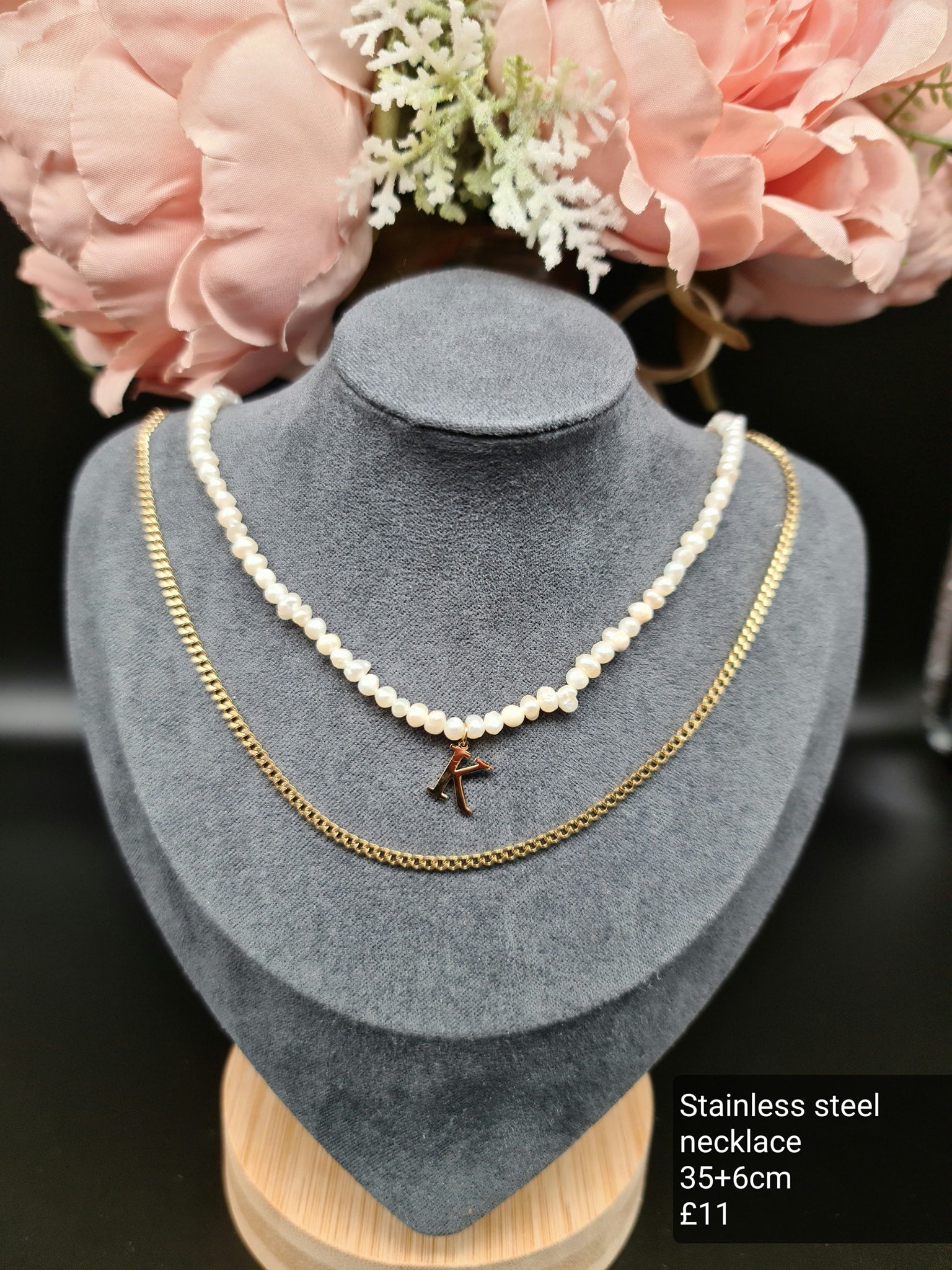 Letter K, double layer necklace image 0