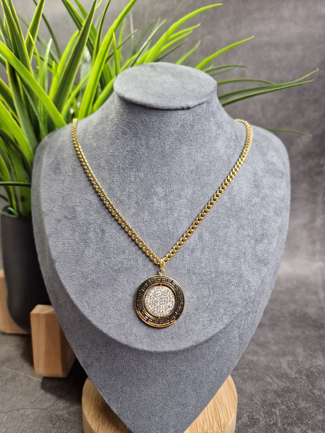 Rhinestones circle, inspired, necklace image 0