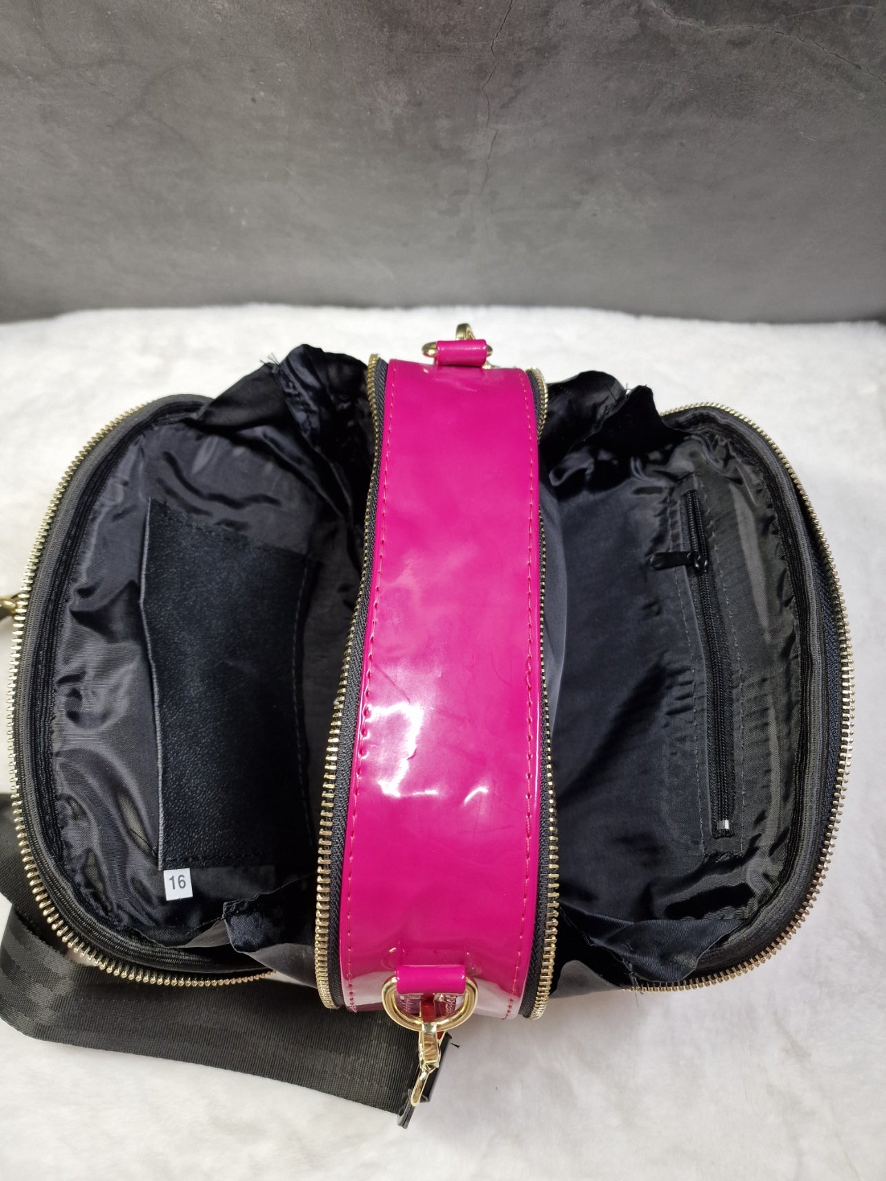 Laura Biaggi small, cross body bag in fuchsia image 2