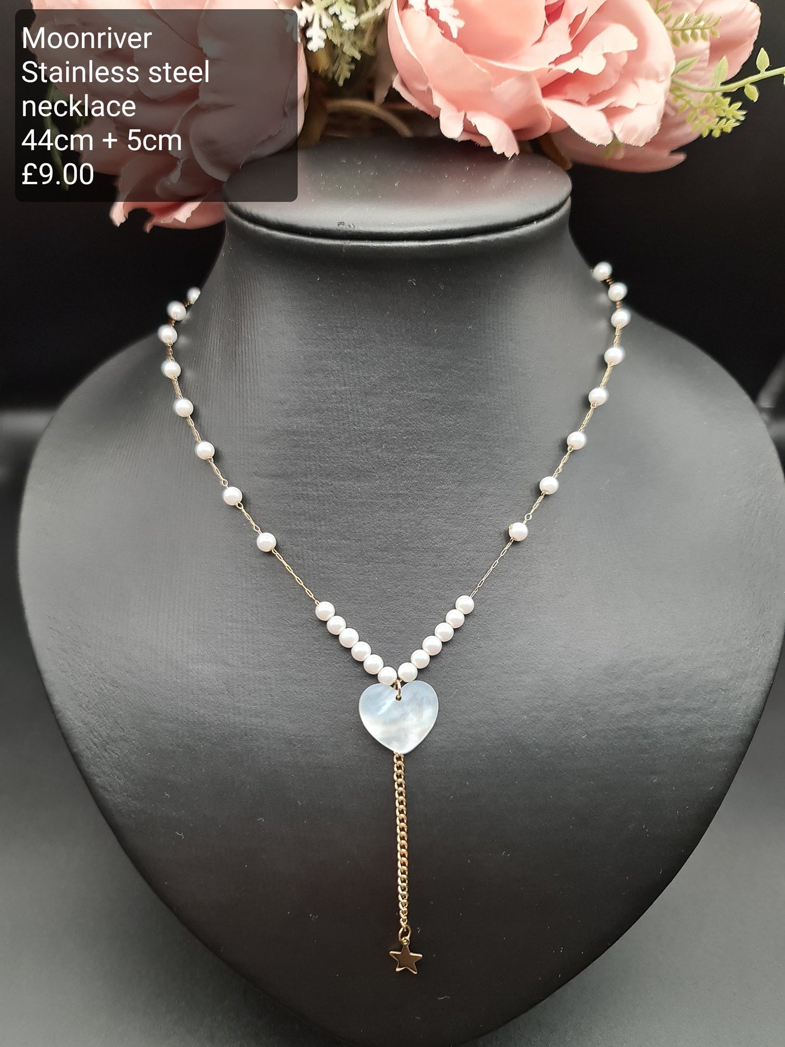 Pearl, heart, tie necklace image 0