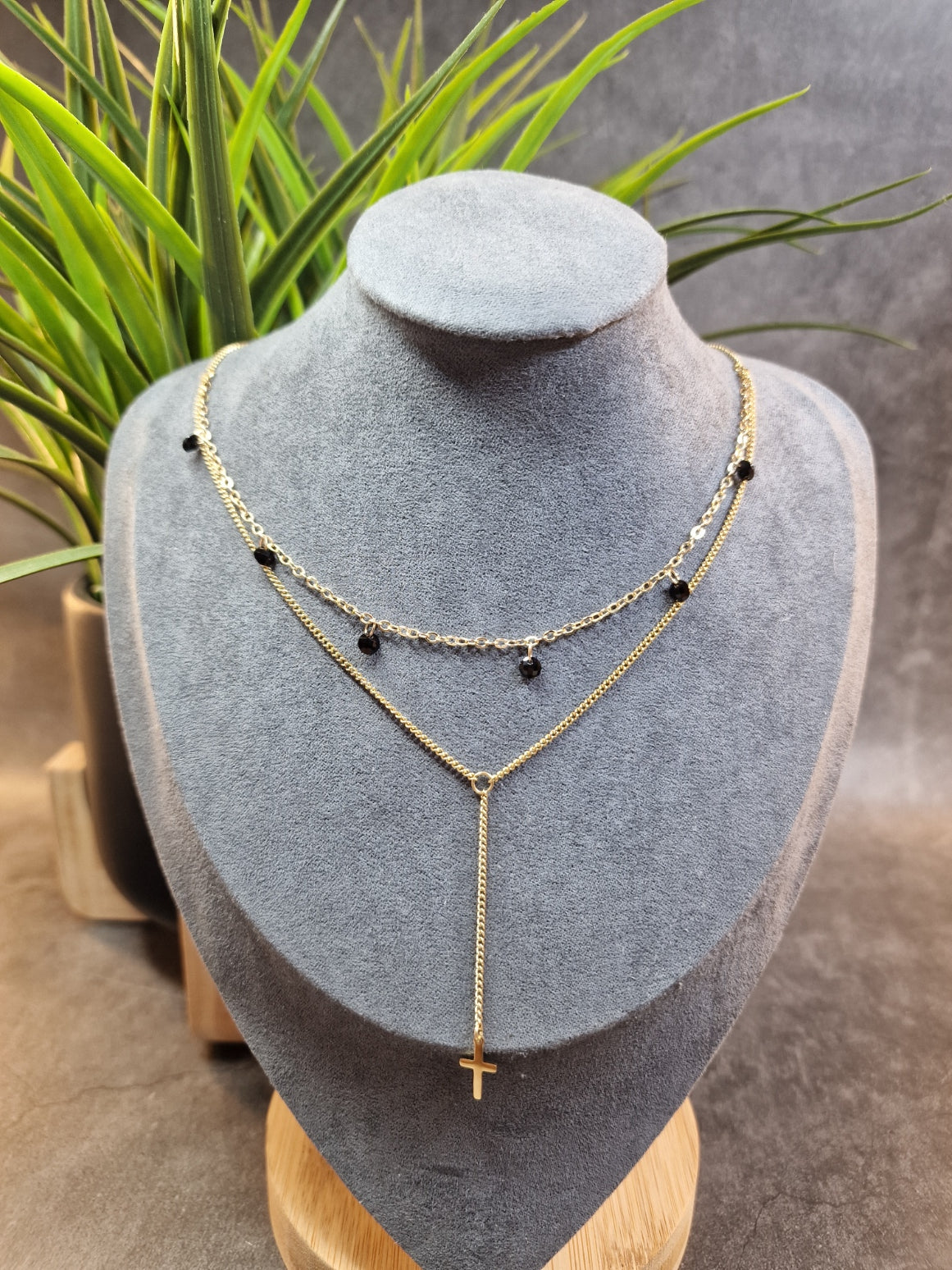 Double layer, cross necklace image 0
