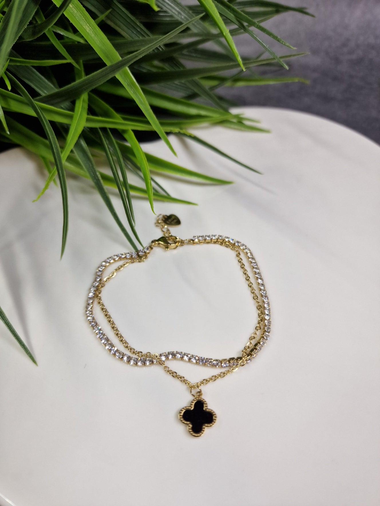 Clover, inspired, double layer bracelet image 0