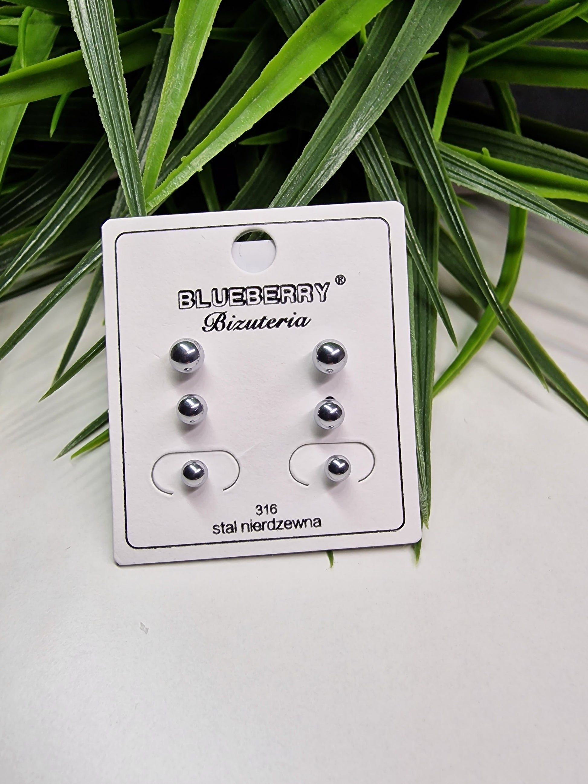 Set of 3 pairsplain ball earrings silver image 0