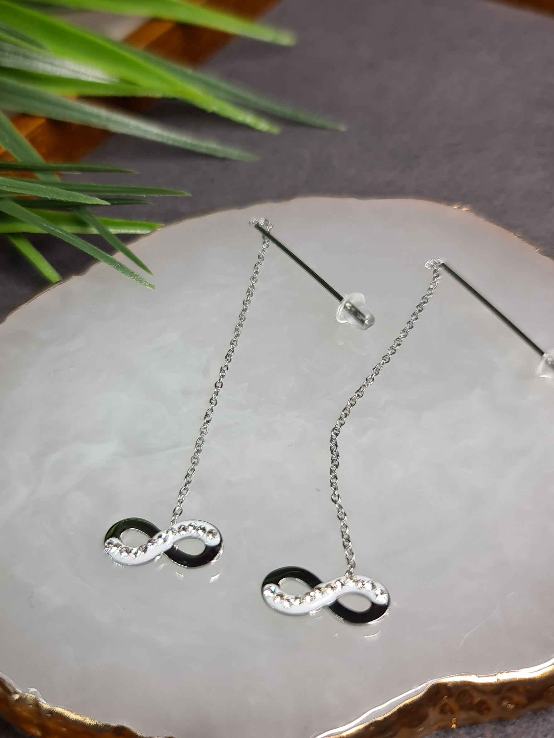 Infinity sign, silver earrings image 0