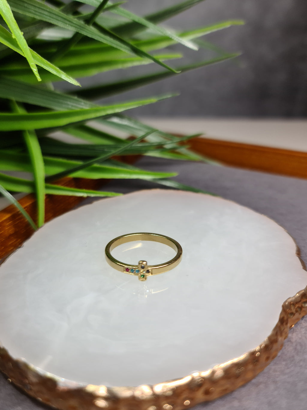 Cross, gemstone ring image 1