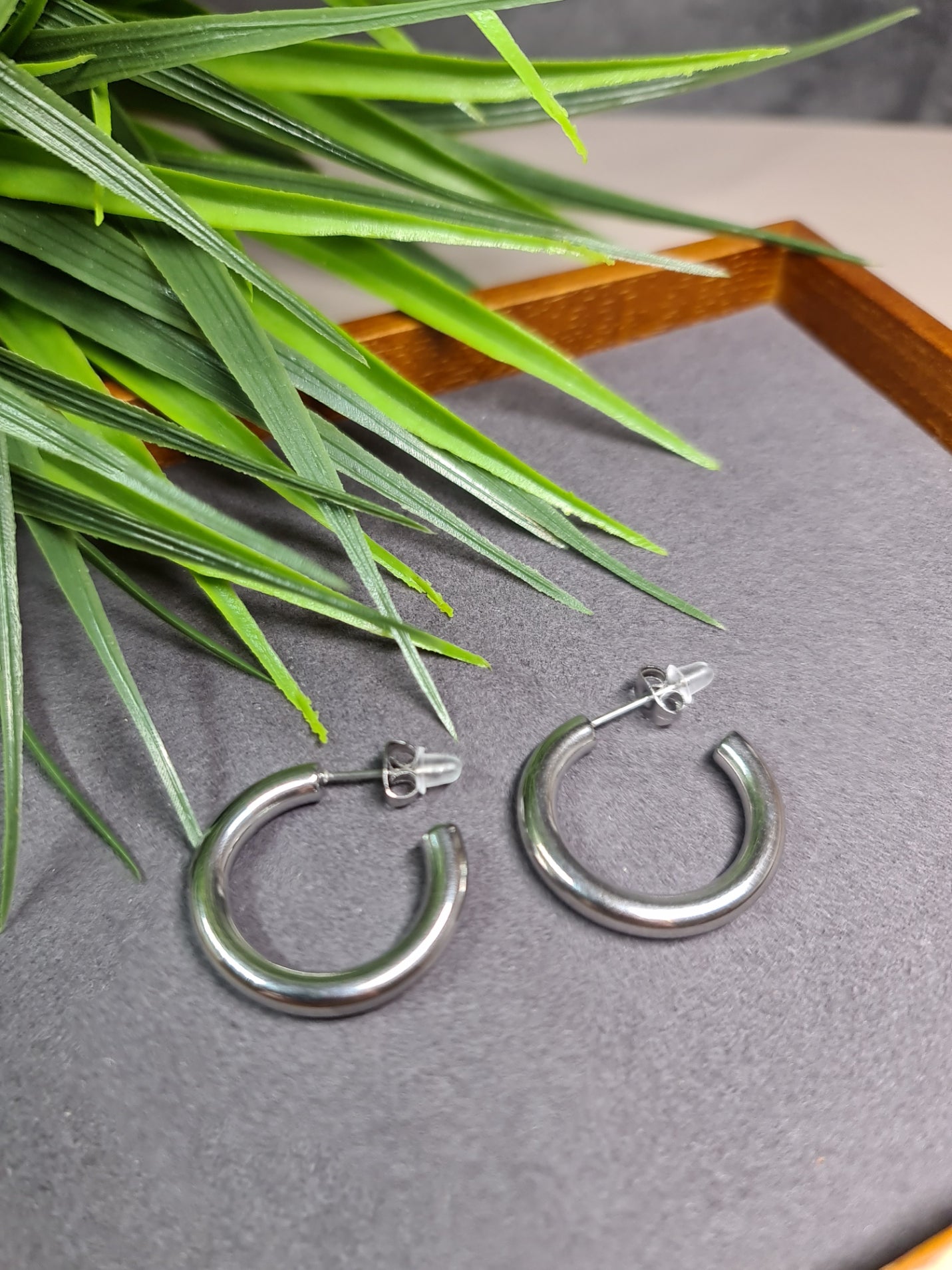 Hoop, silver earrings 2.5cm image 0