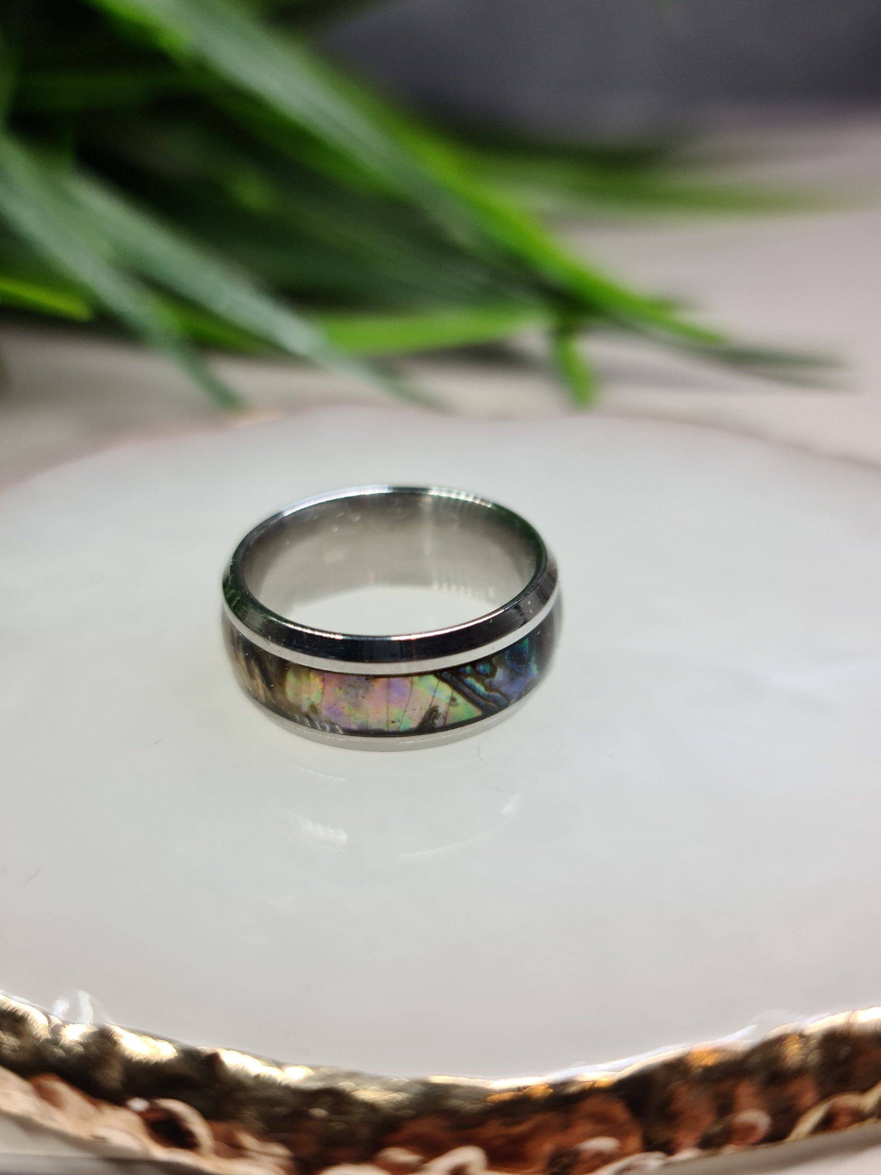 Silver, marble ring image 1