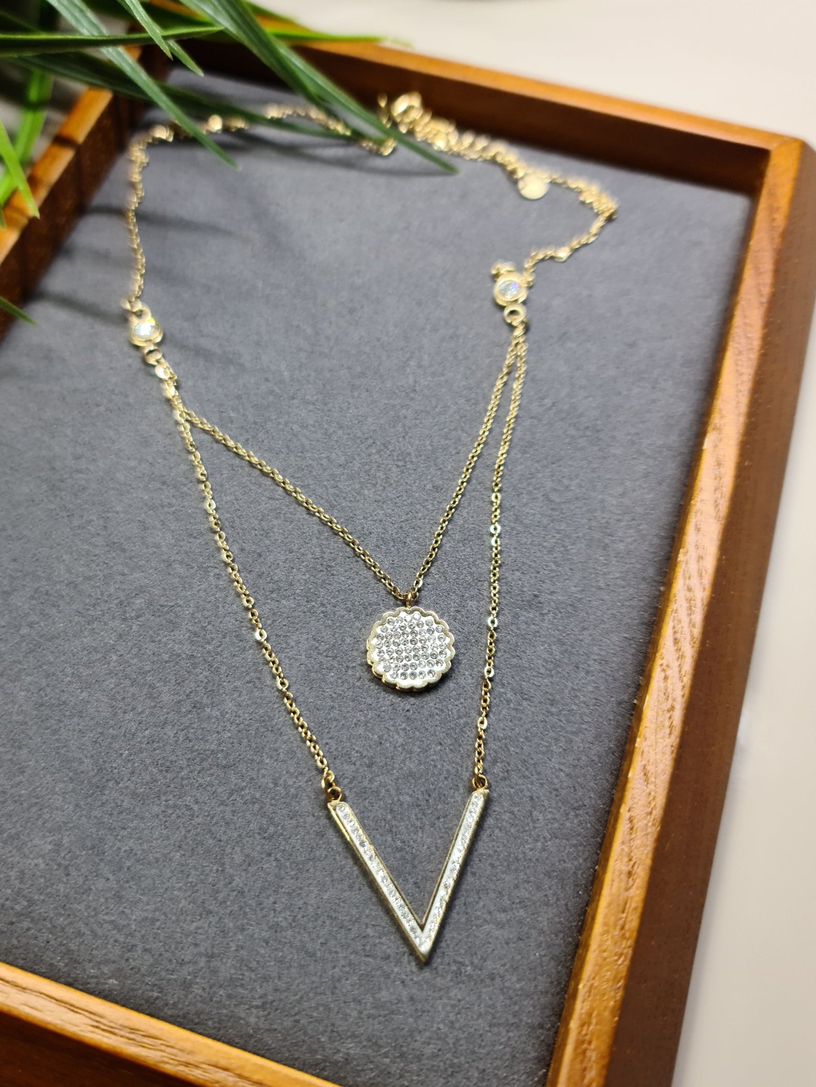 V letter, trendy necklace image 1