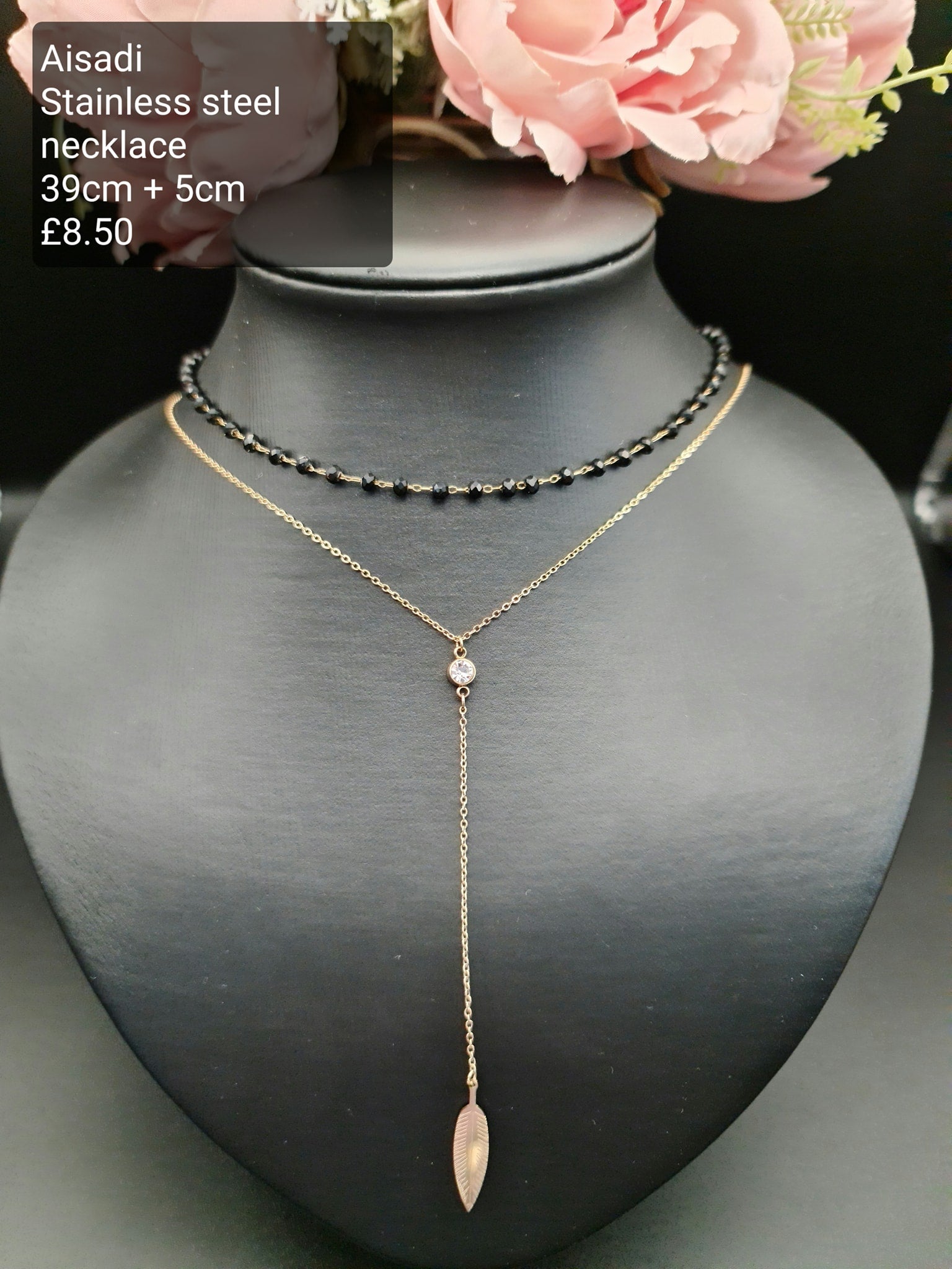 Cubic zirconia, double layer, tie necklace image 0
