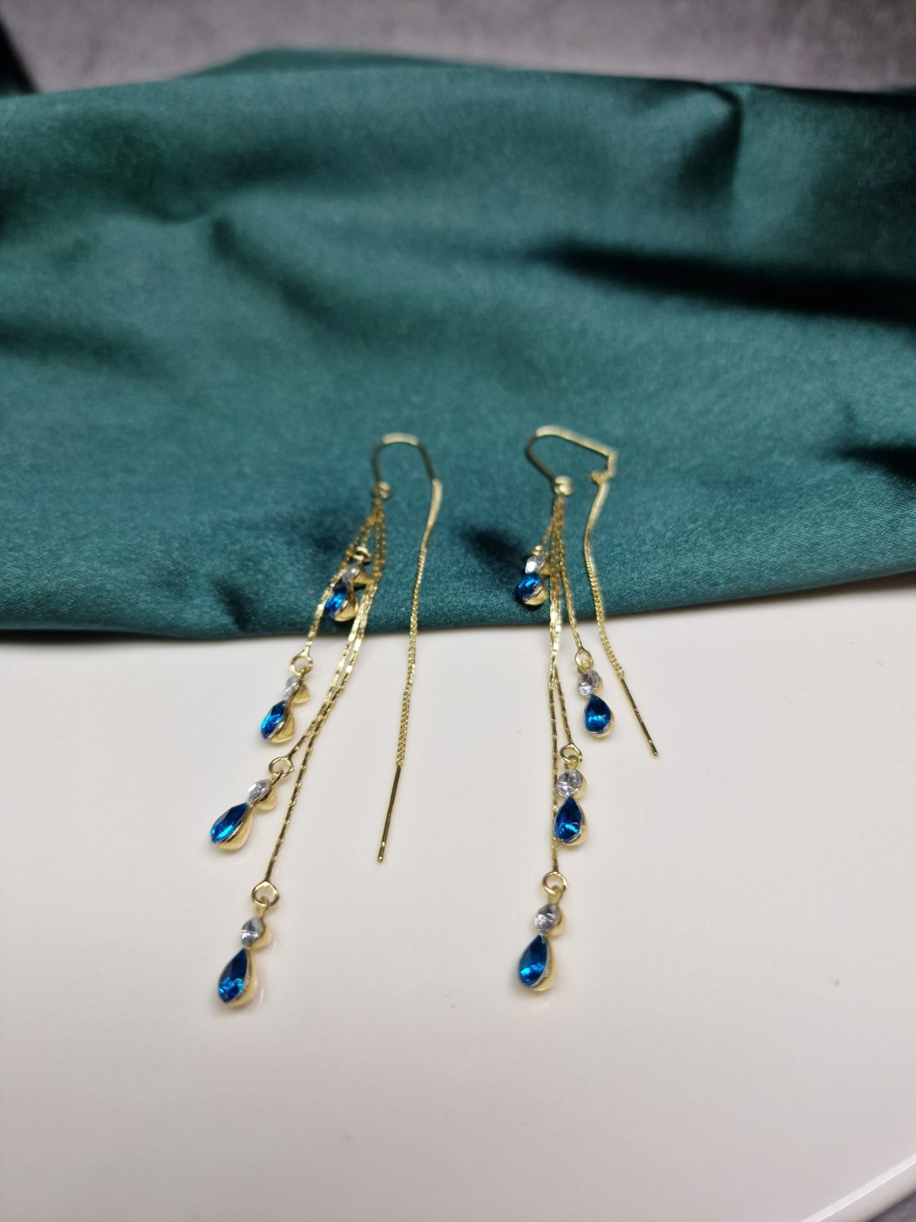 Teal stones, drop earrings image 0