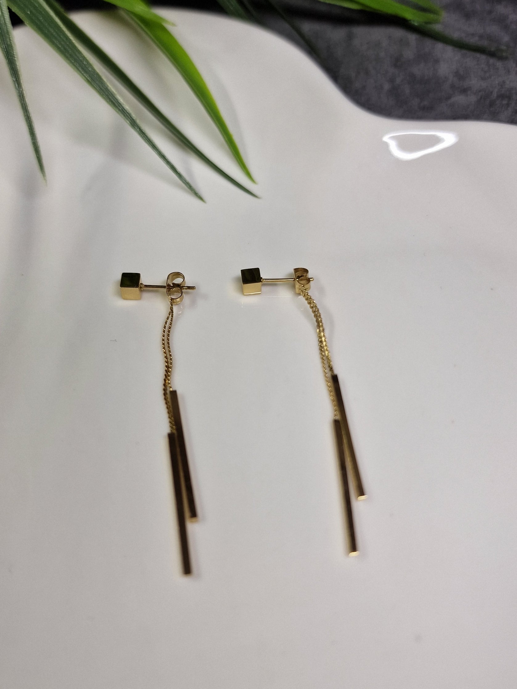 Small cube, stud drop earrings image 0