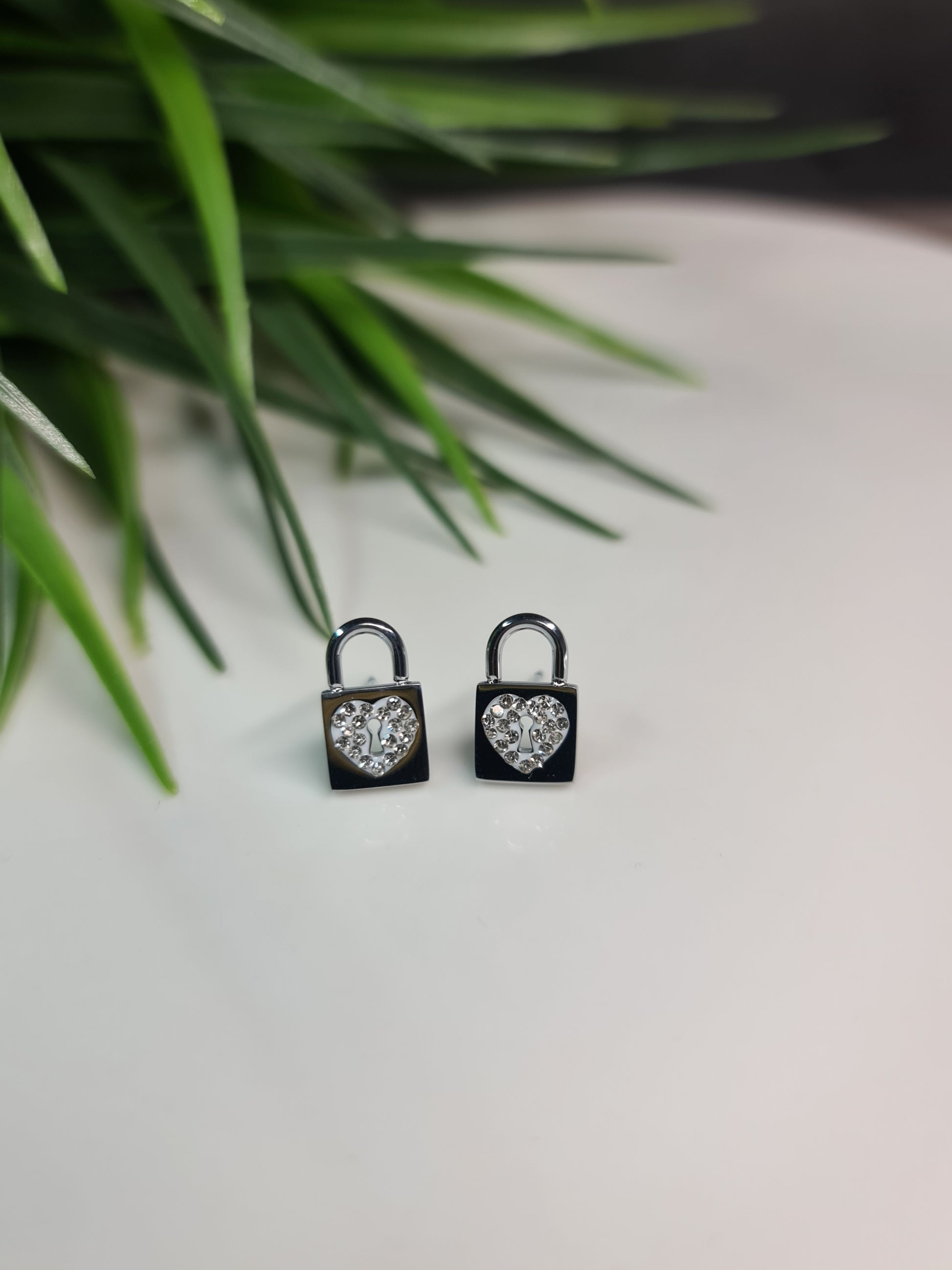 Padlock, silver earrings image 0