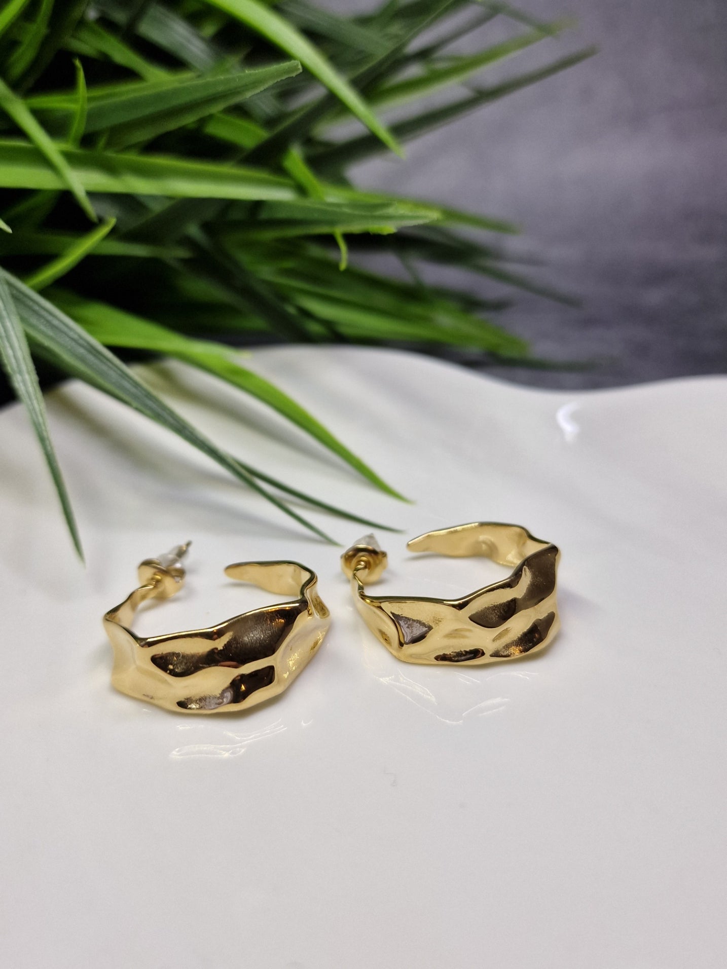 Antique gold, stud drop earrings image 0