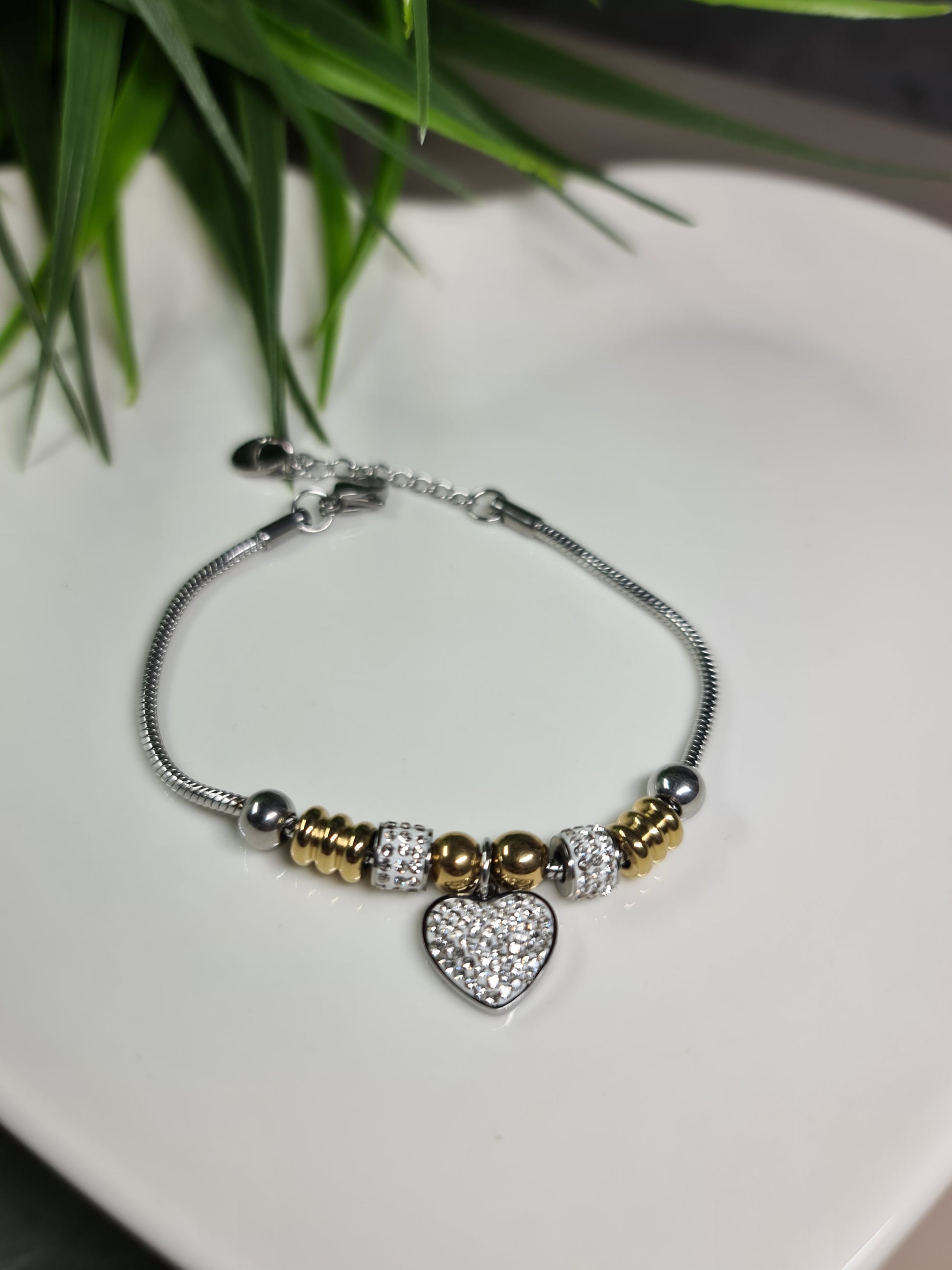 Diamante heart, silver bracelet image 0