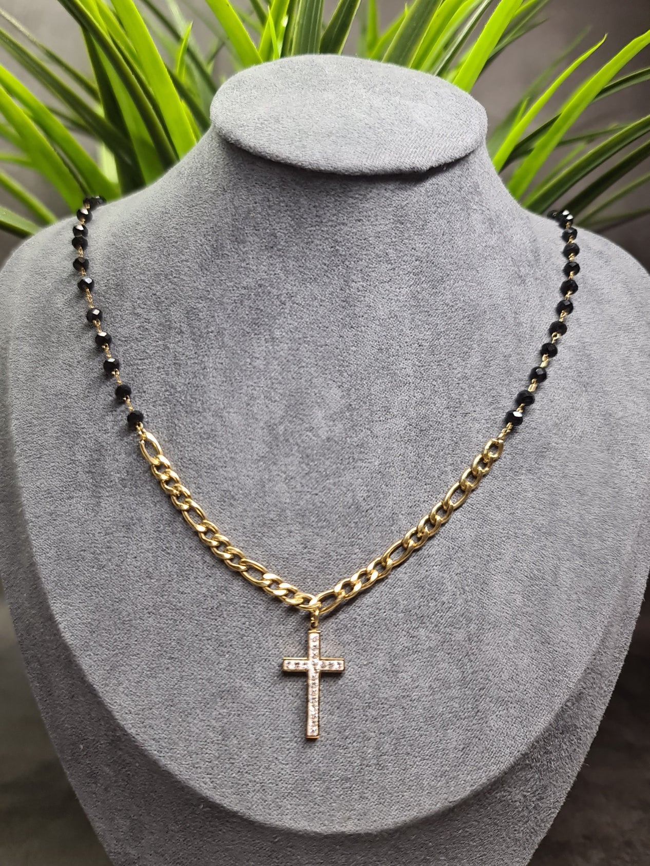 Rhinestones cross necklace image 0