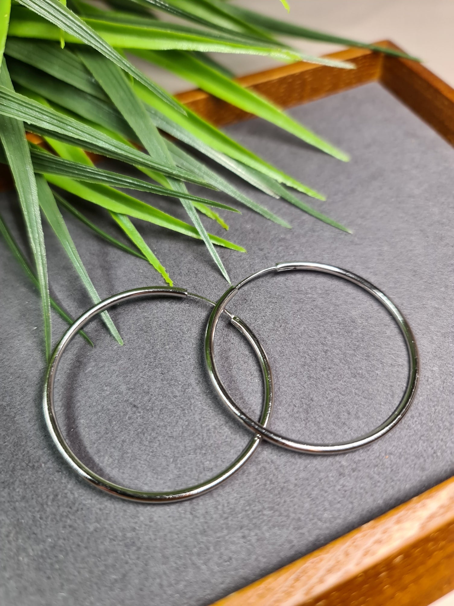 Hoop, silver earrings 4.5cm image 0